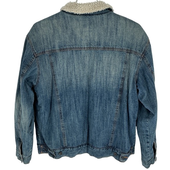 VTG 90's Arizona Jean Co Mens Sherpa Lined Denim Trucker Jacket Retro XL/XG Blue - Picture 3 of 7